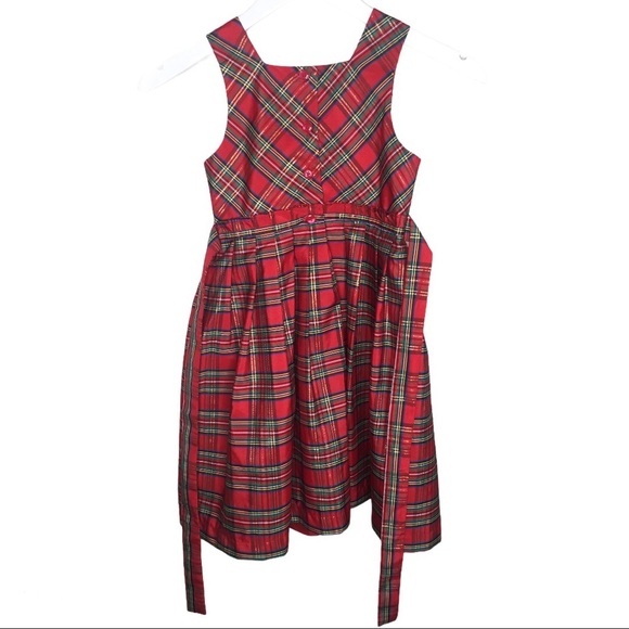 JONA MICHELLE Tartan Plaid Formal Festive Dress With Crushed Velvet Red Age 6Y - Picture 4 of 7